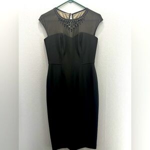 Maggy London Elegant Black Dress with Beaded Neckline Perfect lil black dress